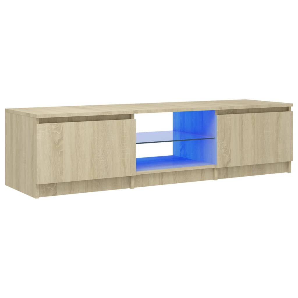 vidaXL TV Cabinet with LED Lights Sonoma Oak 140x40x35.5 cm