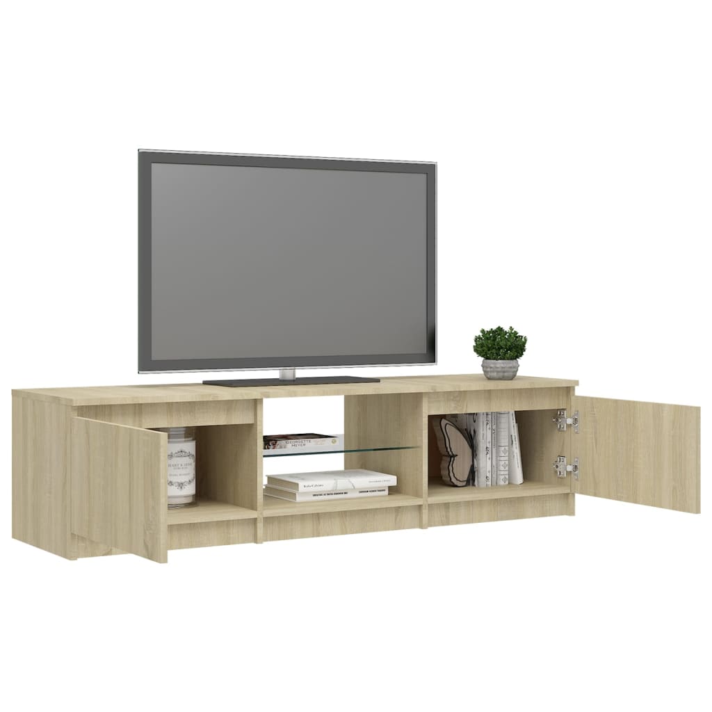 vidaXL TV Cabinet with LED Lights Sonoma Oak 140x40x35.5 cm