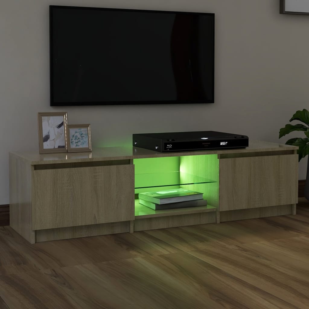 vidaXL TV Cabinet with LED Lights Sonoma Oak 140x40x35.5 cm