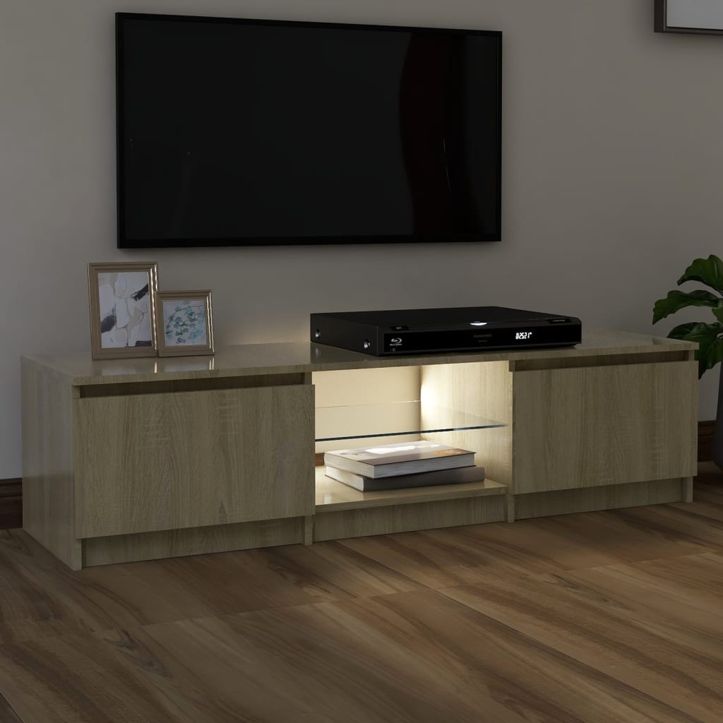 vidaXL TV Cabinet with LED Lights Sonoma Oak 140x40x35.5 cm