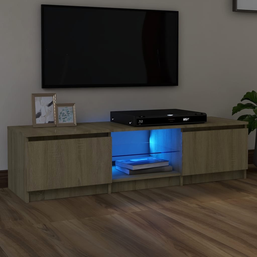 vidaXL TV Cabinet with LED Lights Sonoma Oak 140x40x35.5 cm