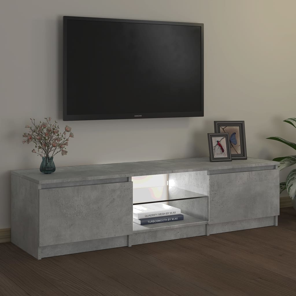 vidaXL TV Cabinet with LED Lights Concrete Grey 140x40x35.5 cm