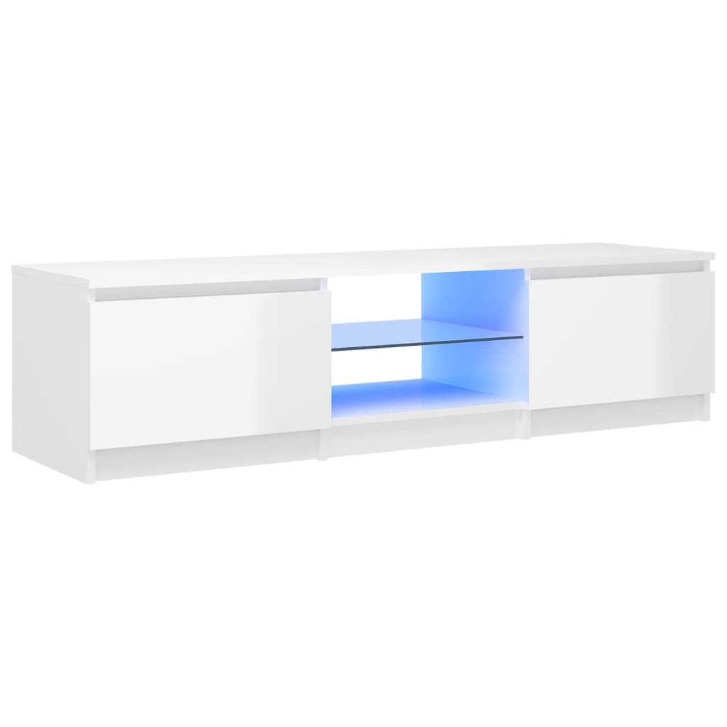 vidaXL TV Cabinet with LED Lights High Gloss White 140x40x35.5 cm