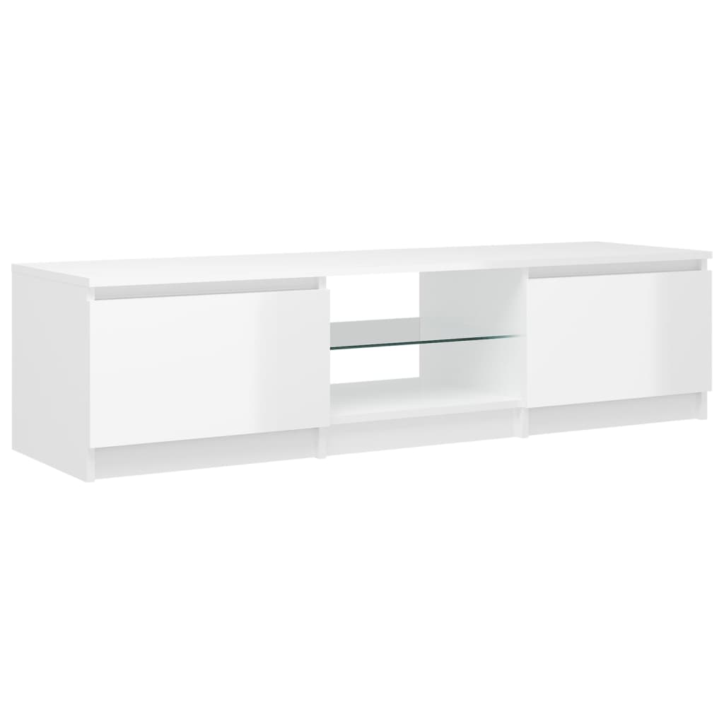 vidaXL TV Cabinet with LED Lights High Gloss White 140x40x35.5 cm