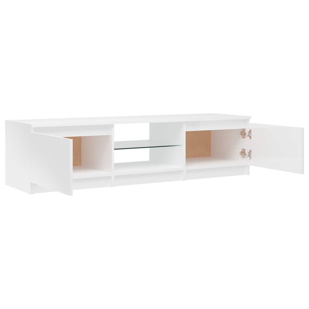 vidaXL TV Cabinet with LED Lights High Gloss White 140x40x35.5 cm