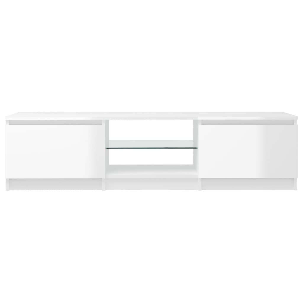 vidaXL TV Cabinet with LED Lights High Gloss White 140x40x35.5 cm