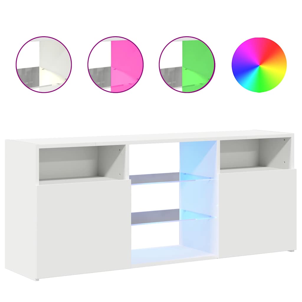 804301 vidaXL TV Cabinet with LED Lights White 120x30x50 cm