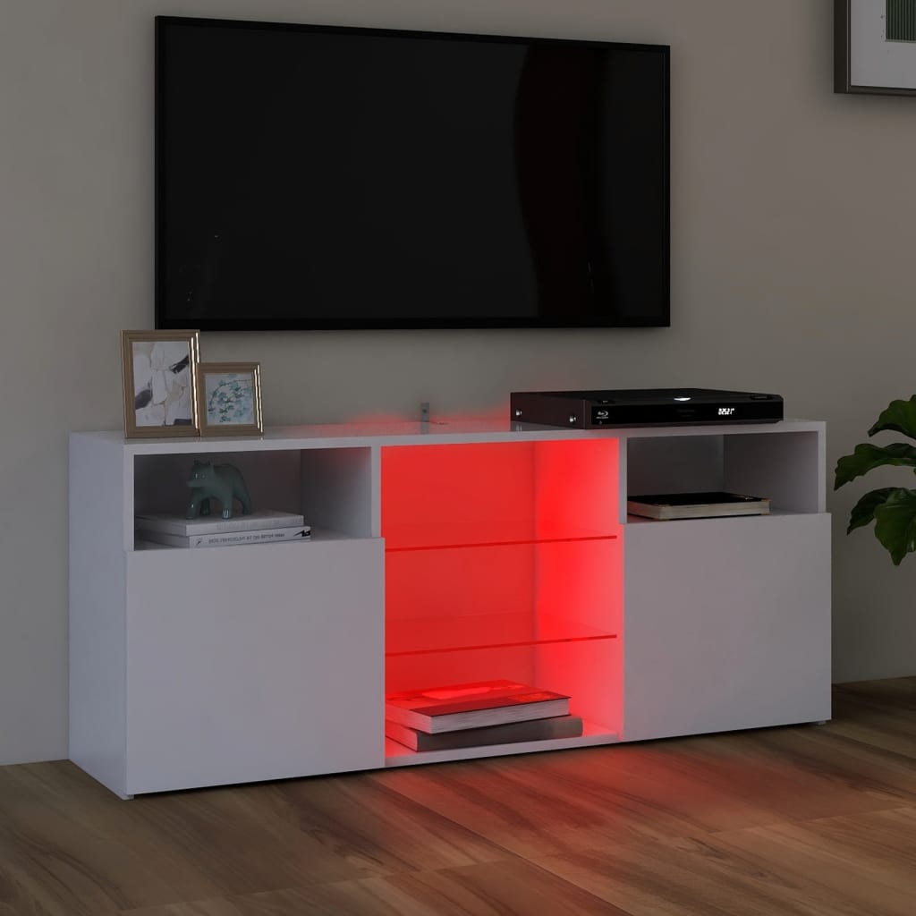 vidaXL TV Cabinet with LED Lights White 120x30x50 cm