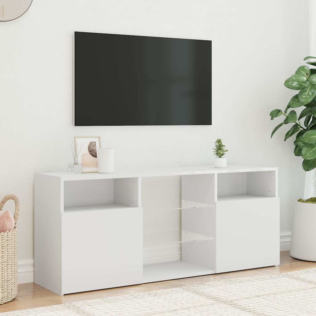 804301 vidaXL TV Cabinet with LED Lights White 120x30x50 cm