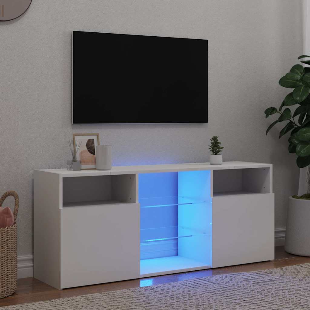 804301 vidaXL TV Cabinet with LED Lights White 120x30x50 cm