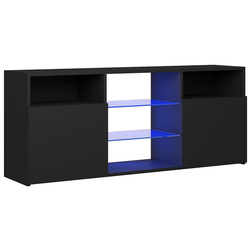 vidaXL TV Cabinet with LED Lights Black 120x30x50 cm