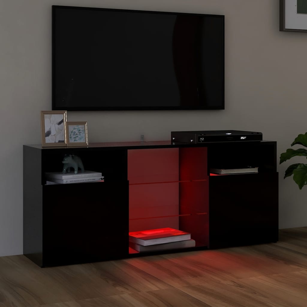 vidaXL TV Cabinet with LED Lights Black 120x30x50 cm