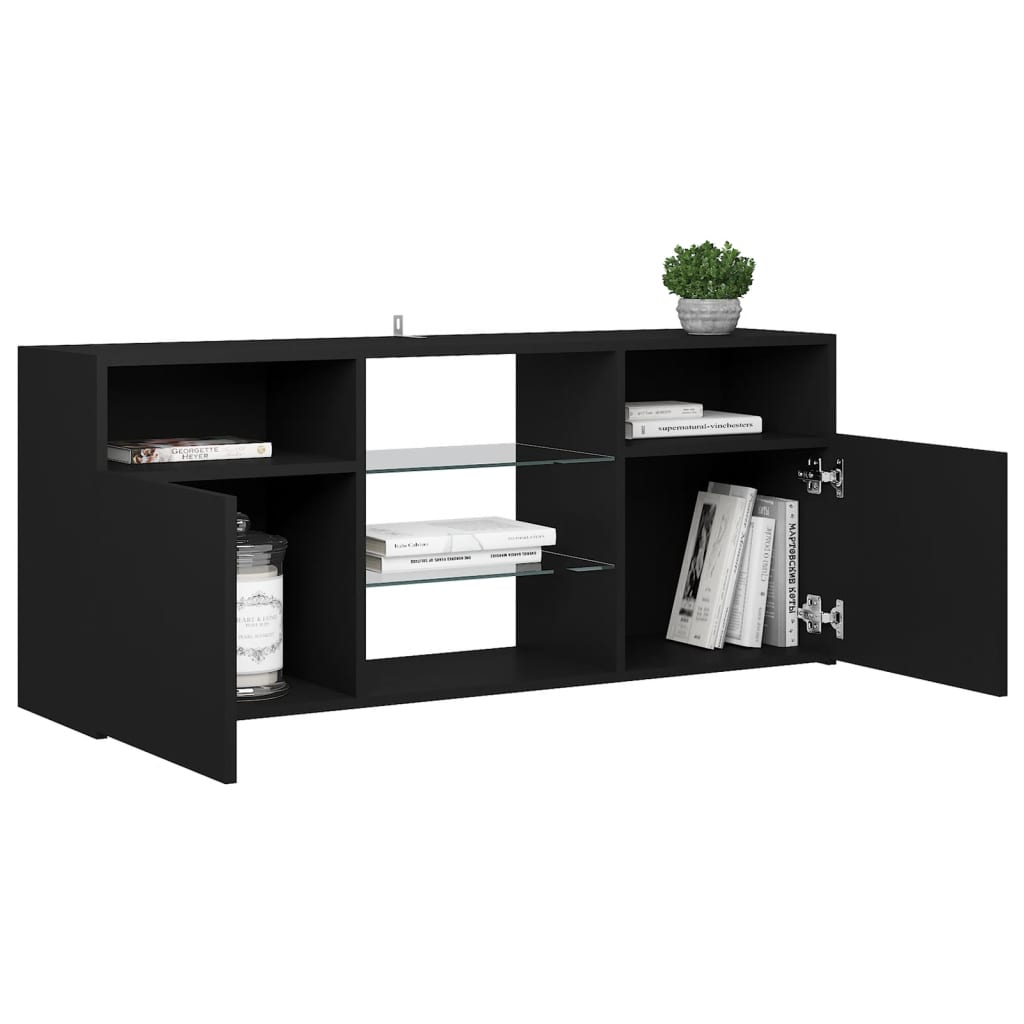 vidaXL TV Cabinet with LED Lights Black 120x30x50 cm