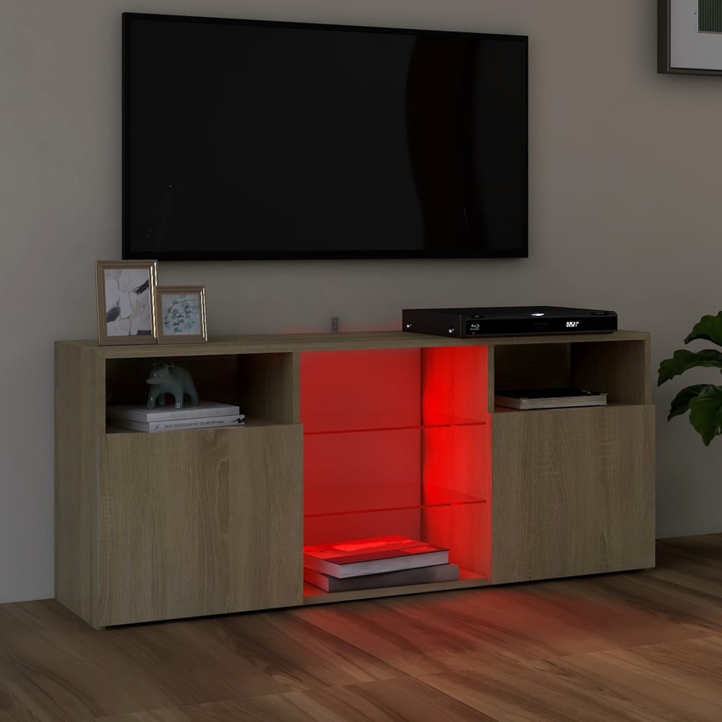 vidaXL TV Cabinet with LED Lights Sonoma Oak 120x30x50 cm