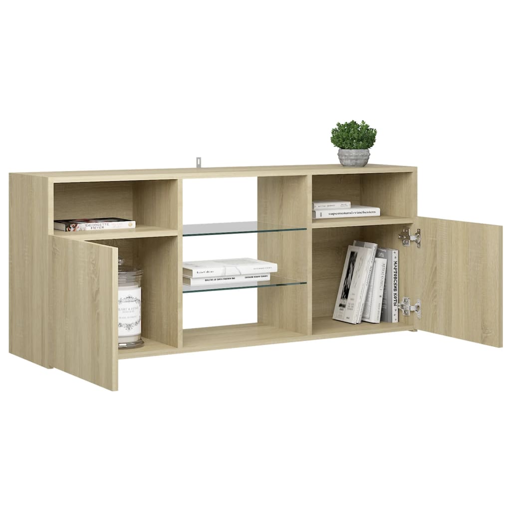 vidaXL TV Cabinet with LED Lights Sonoma Oak 120x30x50 cm