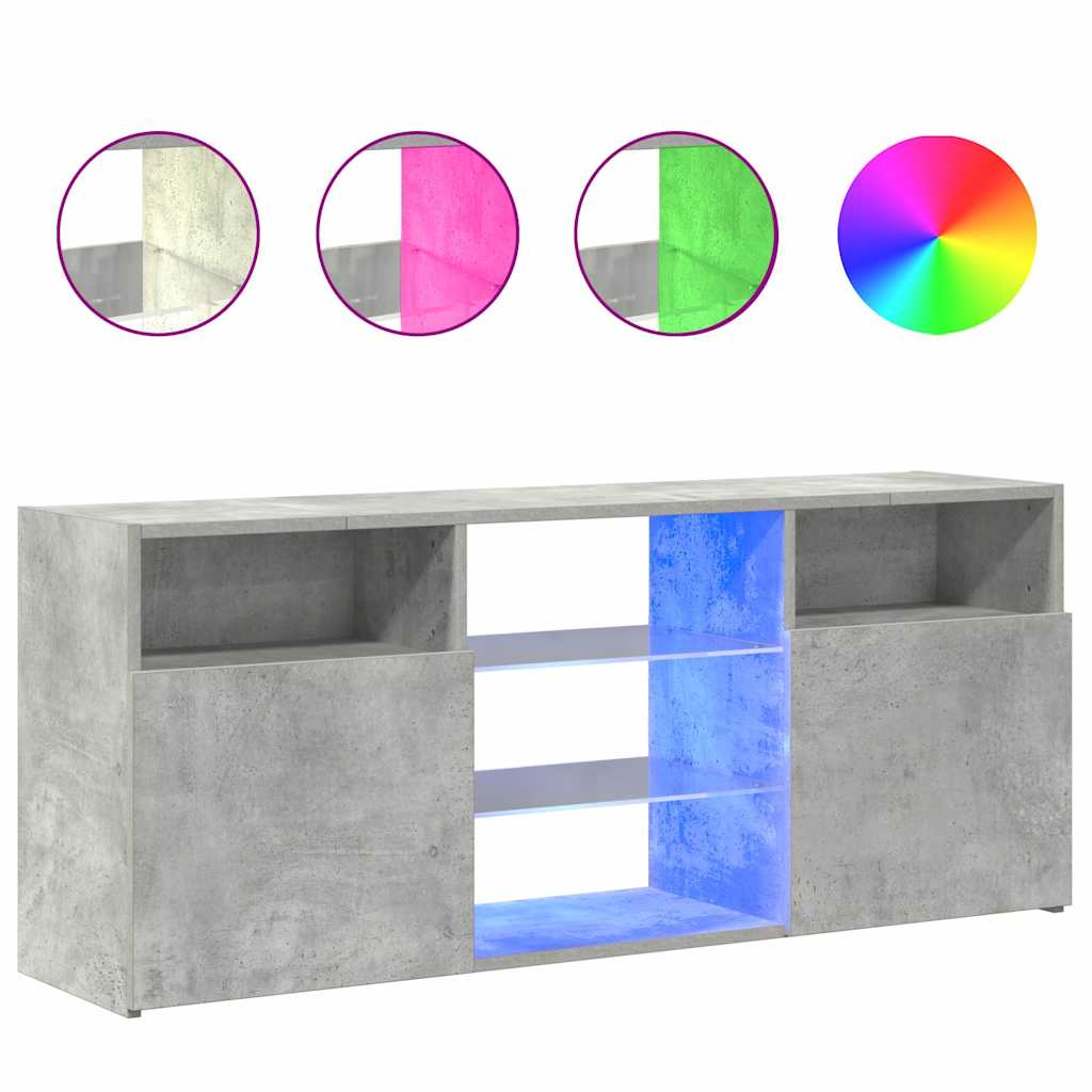 804305 vidaXL TV Cabinet with LED Lights Concrete Grey 120x30x50 cm