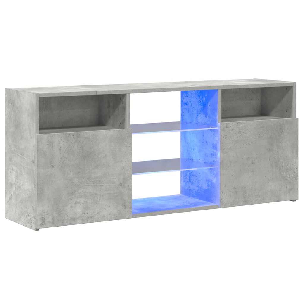 804305 vidaXL TV Cabinet with LED Lights Concrete Grey 120x30x50 cm