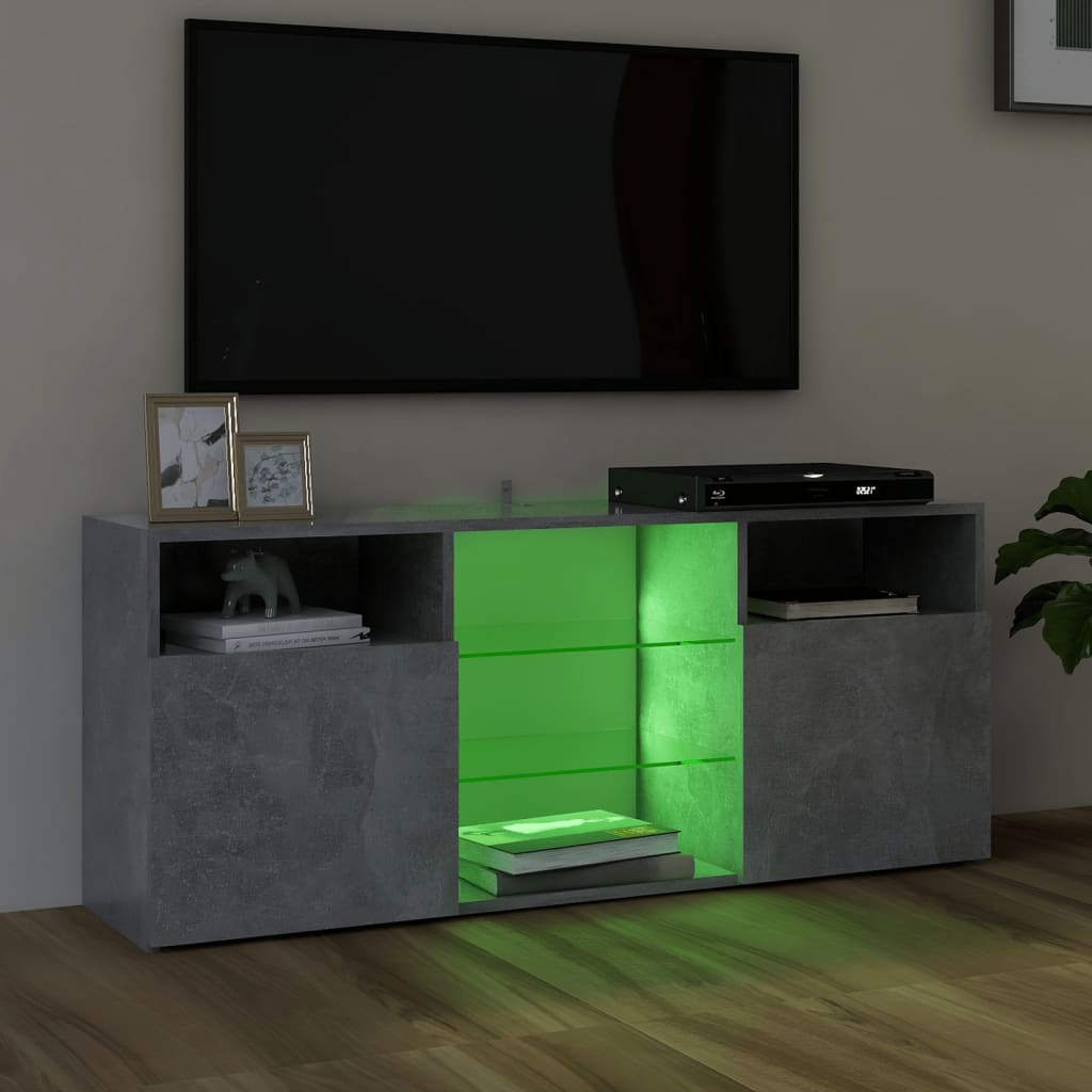 vidaXL TV Cabinet with LED Lights Concrete Grey 120x30x50 cm