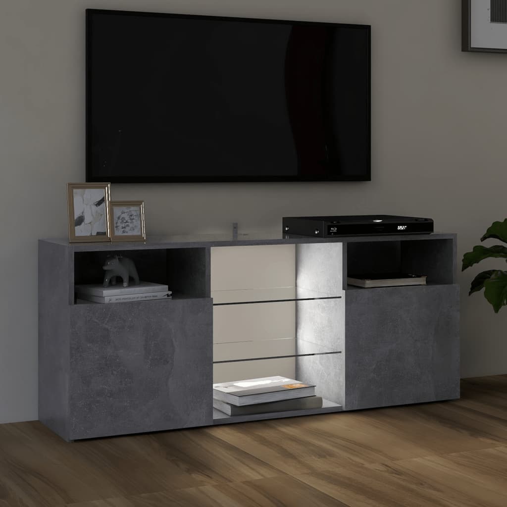 vidaXL TV Cabinet with LED Lights Concrete Grey 120x30x50 cm