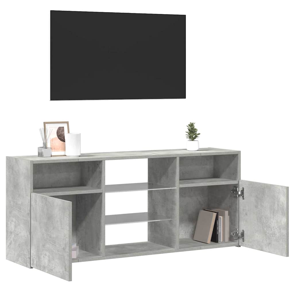 804305 vidaXL TV Cabinet with LED Lights Concrete Grey 120x30x50 cm