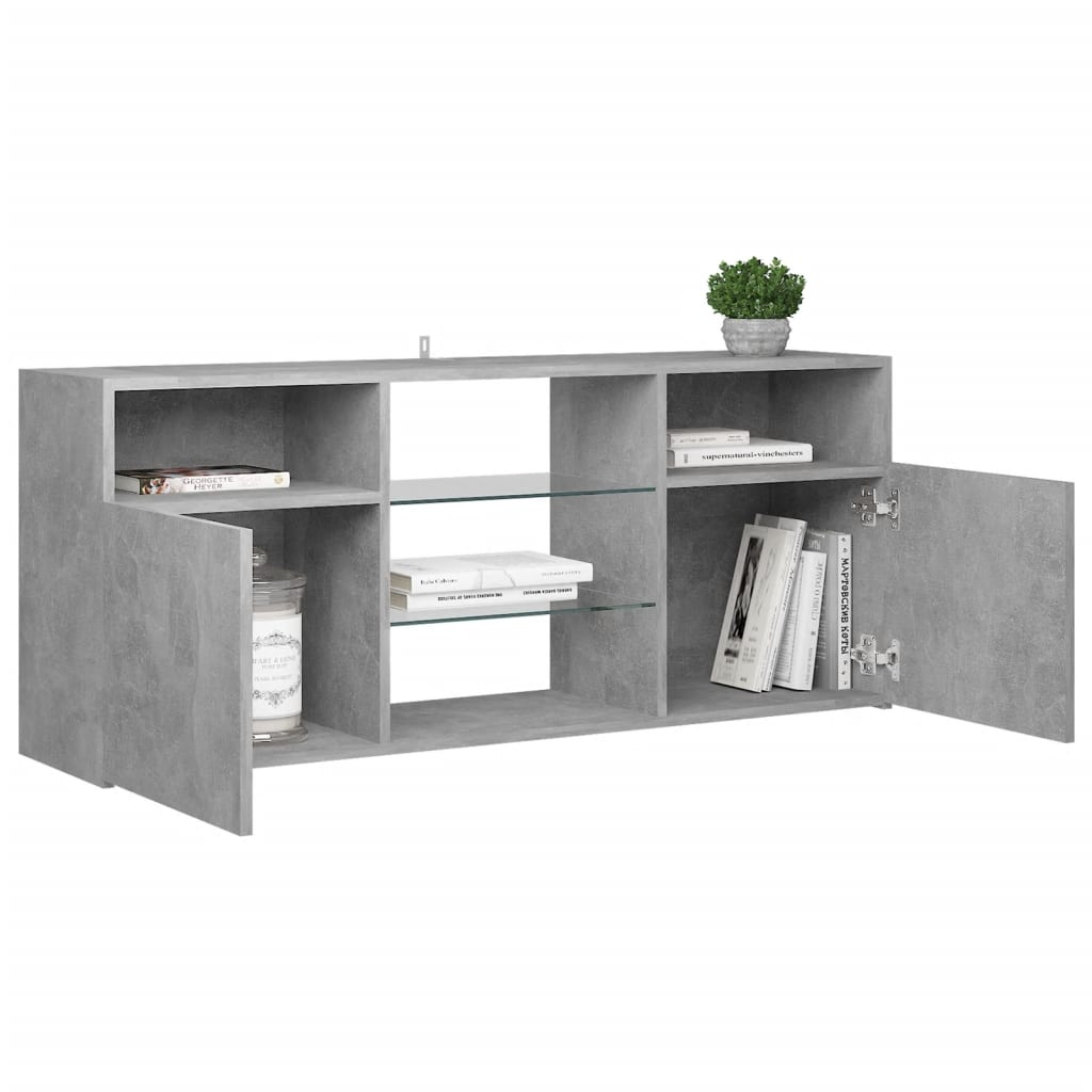 vidaXL TV Cabinet with LED Lights Concrete Grey 120x30x50 cm