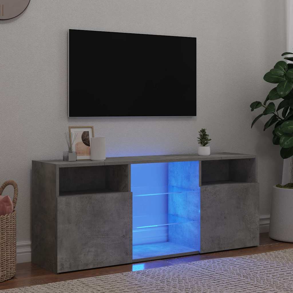 804305 vidaXL TV Cabinet with LED Lights Concrete Grey 120x30x50 cm