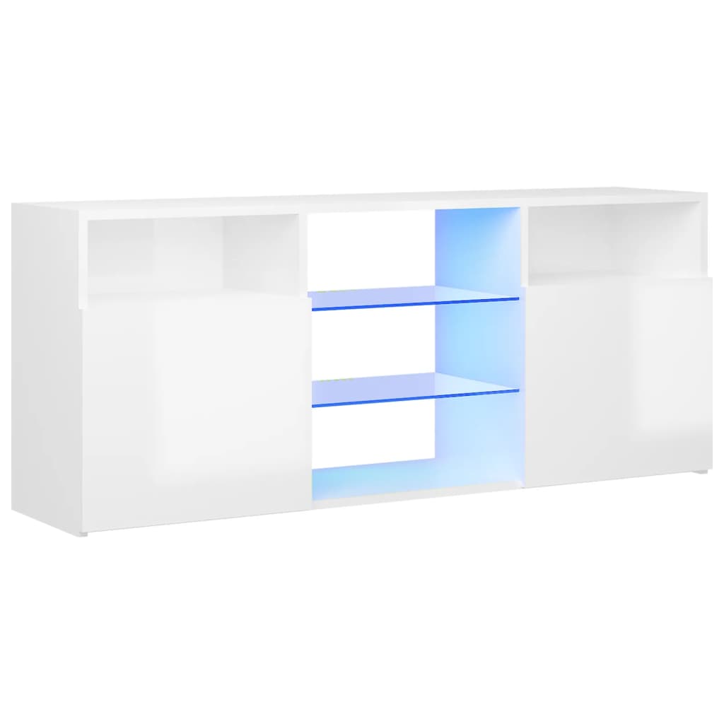 vidaXL TV Cabinet with LED Lights High Gloss White 120x30x50 cm