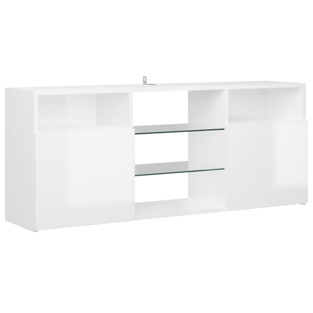 vidaXL TV Cabinet with LED Lights High Gloss White 120x30x50 cm