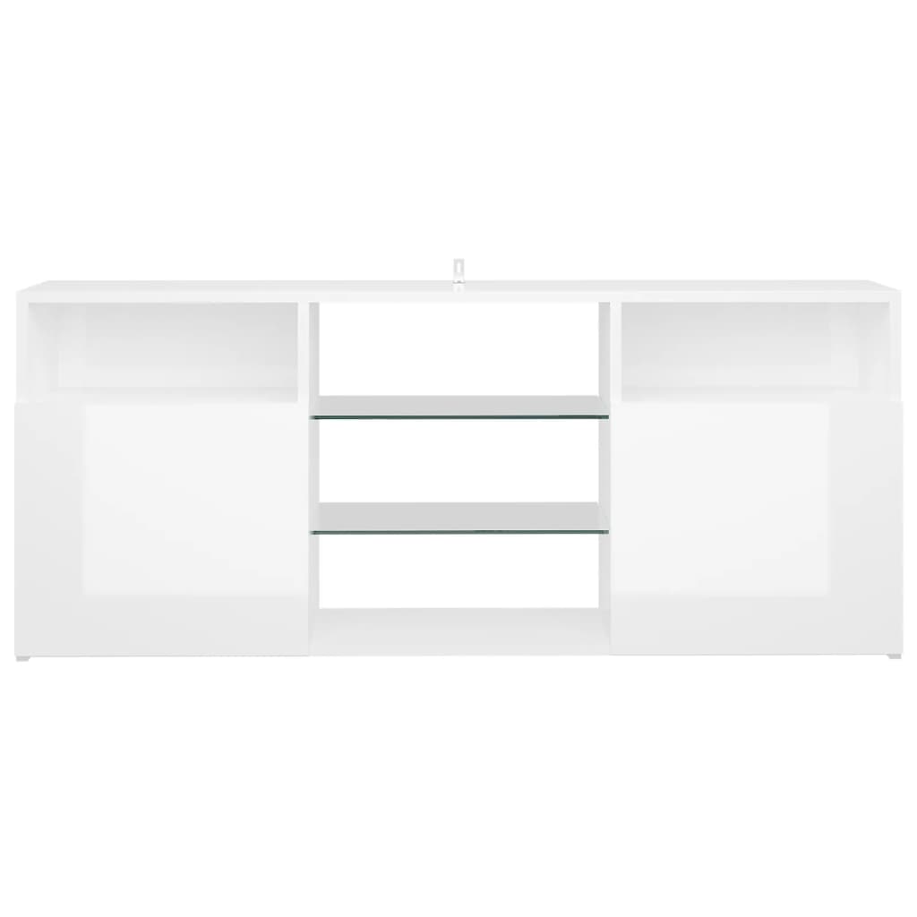 vidaXL TV Cabinet with LED Lights High Gloss White 120x30x50 cm