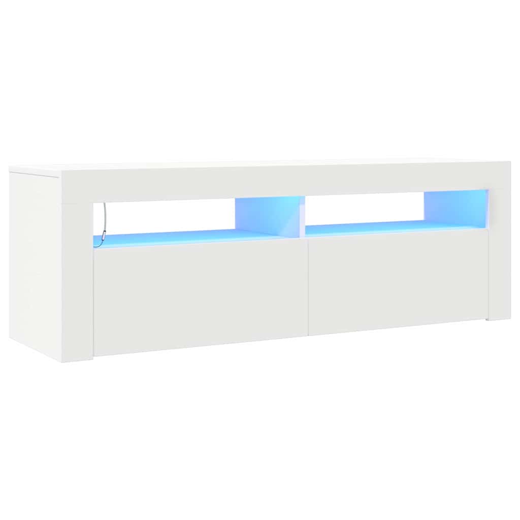 804310 vidaXL TV Cabinet with LED Lights White 120x35x40 cm