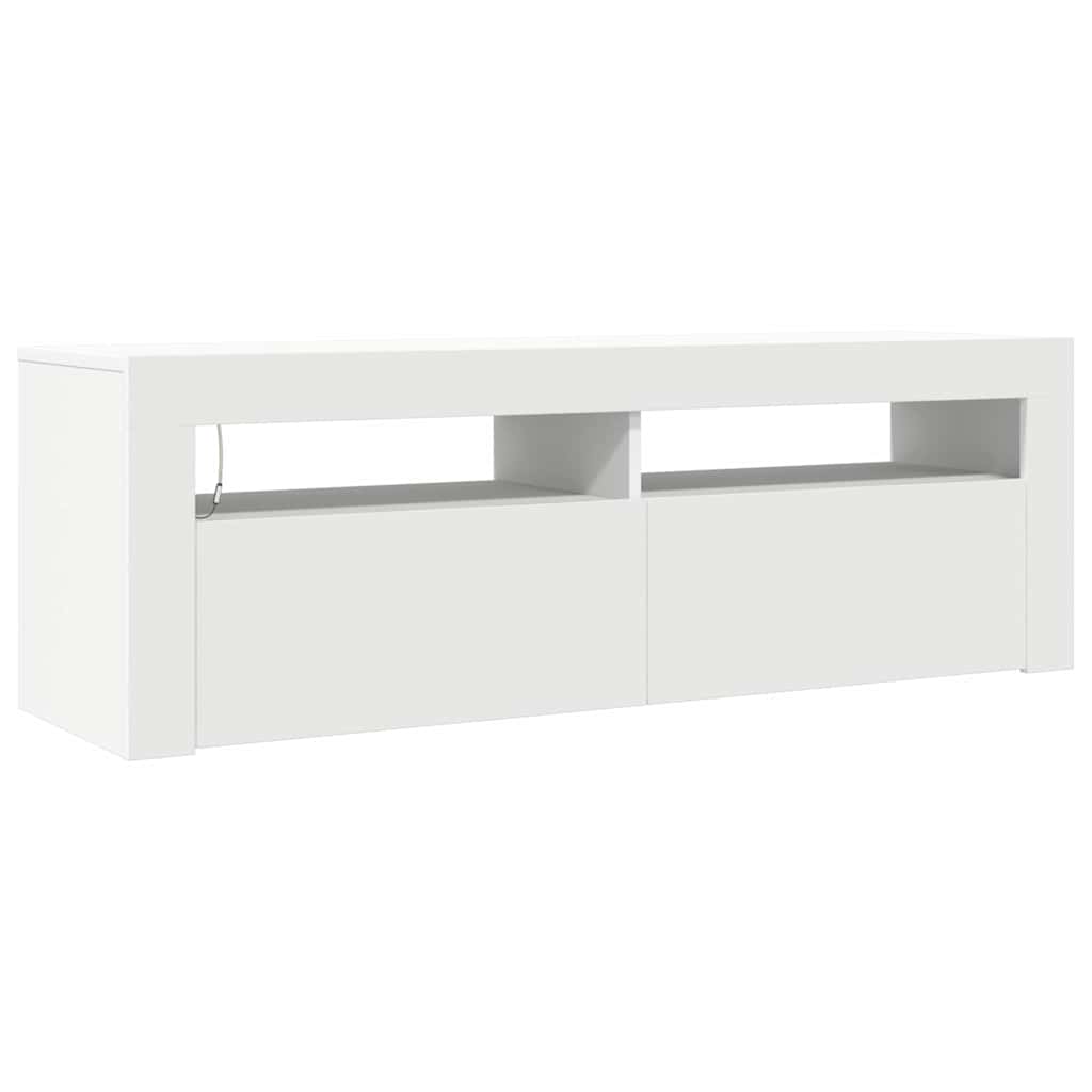804310 vidaXL TV Cabinet with LED Lights White 120x35x40 cm