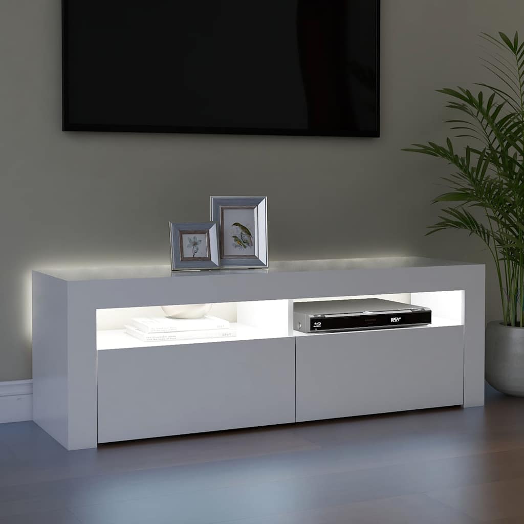 804310 vidaXL TV Cabinet with LED Lights White 120x35x40 cm