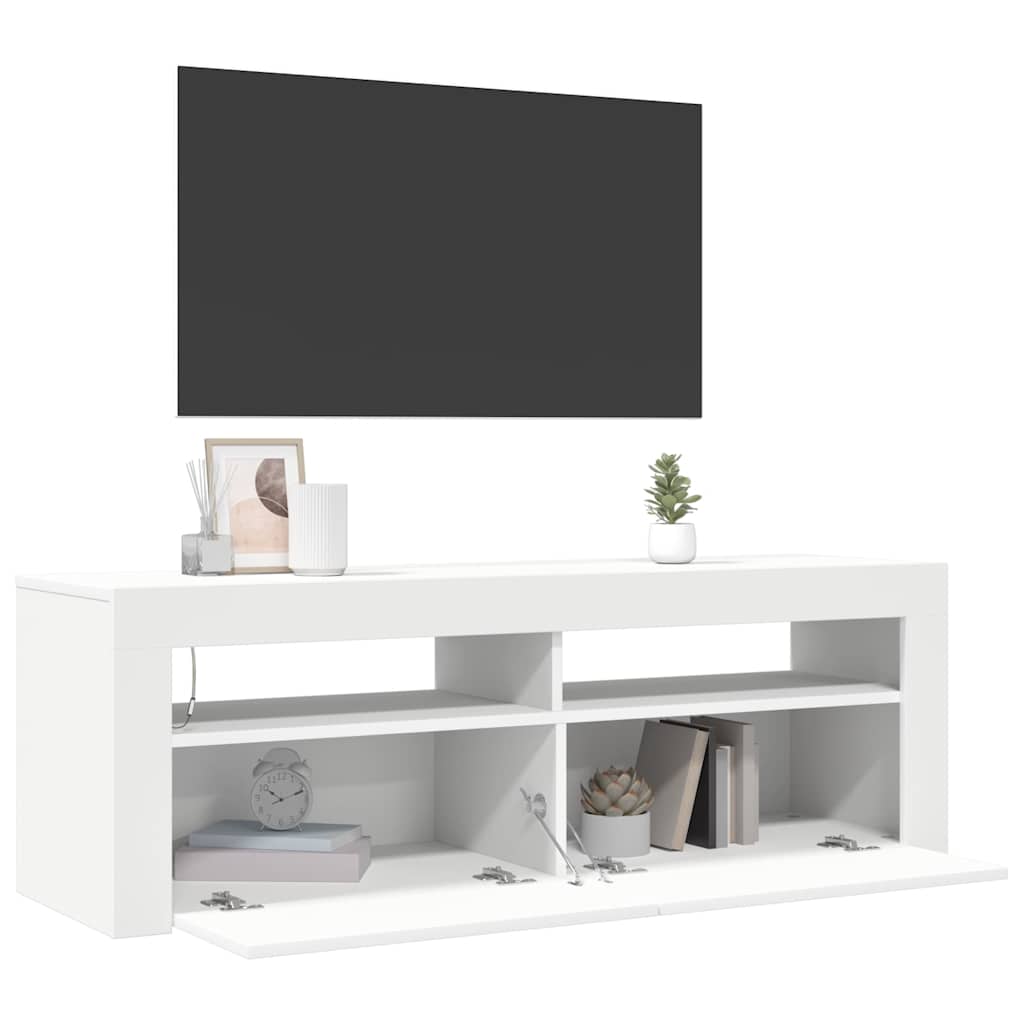 804310 vidaXL TV Cabinet with LED Lights White 120x35x40 cm