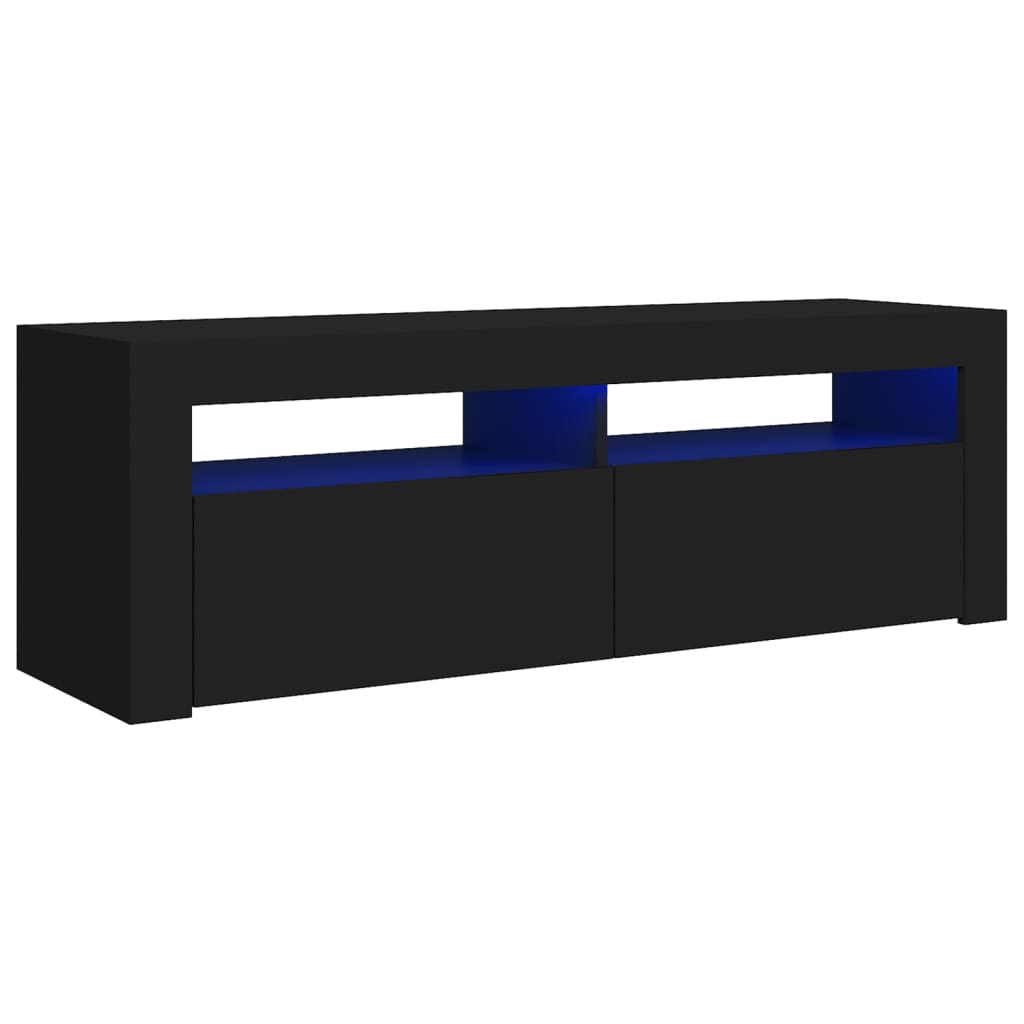 vidaXL TV Cabinet with LED Lights Black 120x35x40 cm