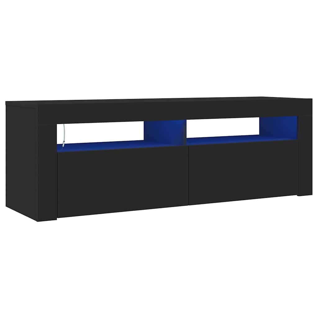 804311 vidaXL TV Cabinet with LED Lights Black 120x35x40 cm