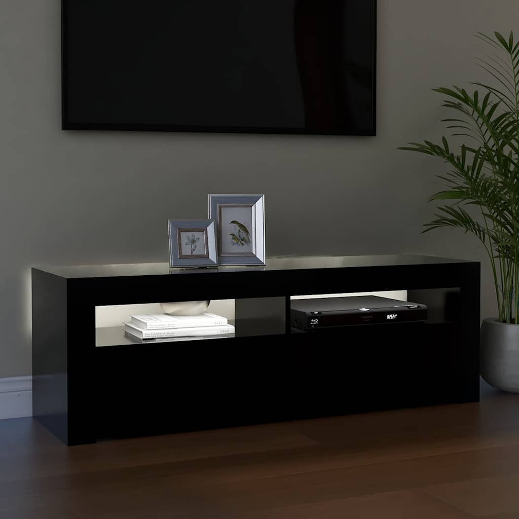 804311 vidaXL TV Cabinet with LED Lights Black 120x35x40 cm