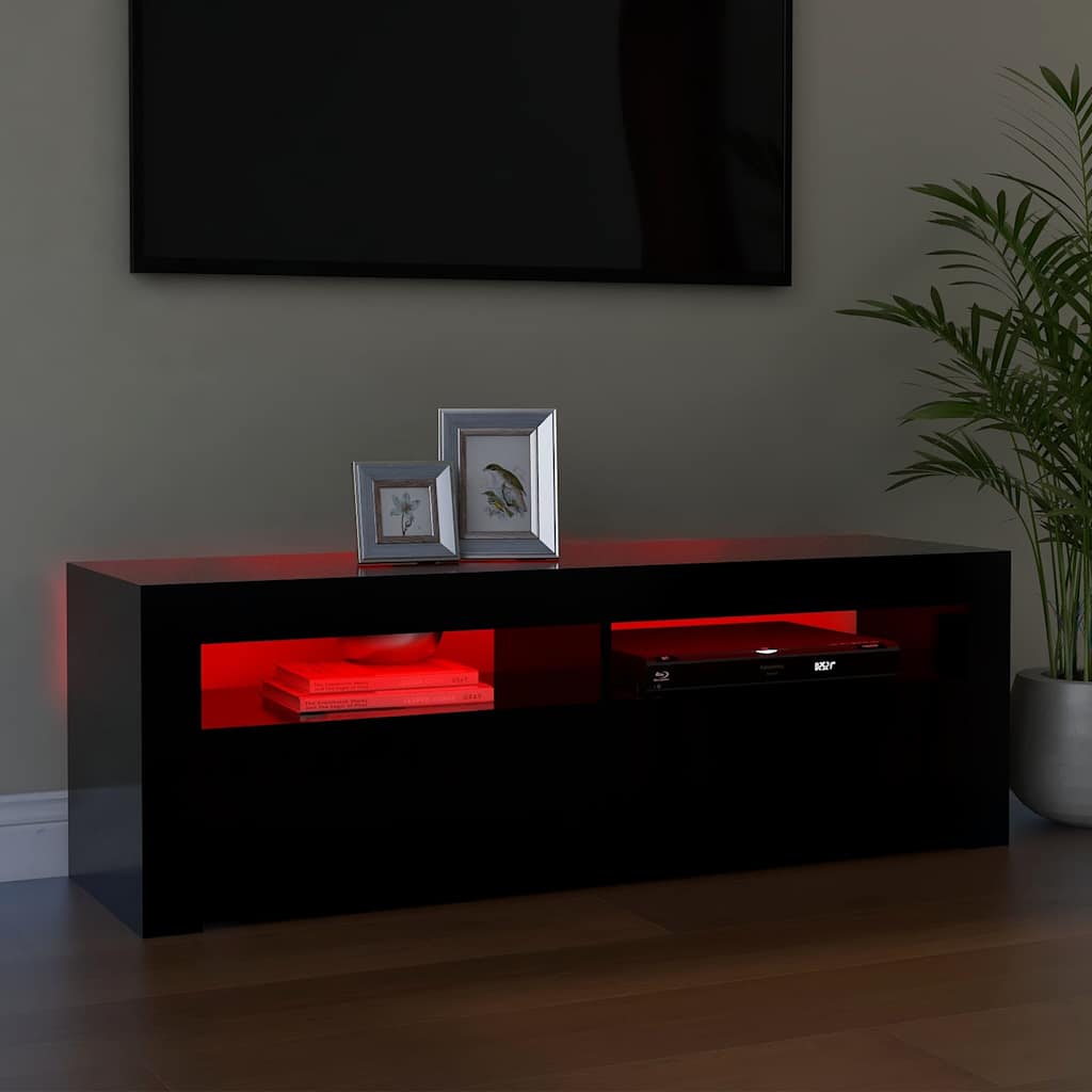 804311 vidaXL TV Cabinet with LED Lights Black 120x35x40 cm