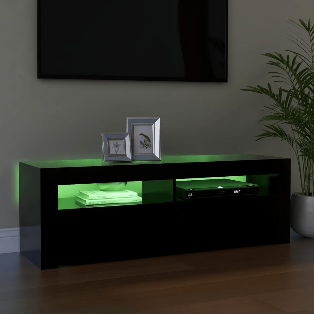 vidaXL TV Cabinet with LED Lights Black 120x35x40 cm