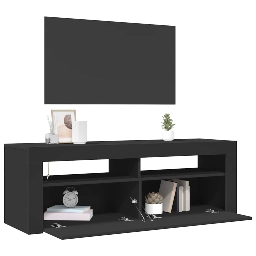 804311 vidaXL TV Cabinet with LED Lights Black 120x35x40 cm