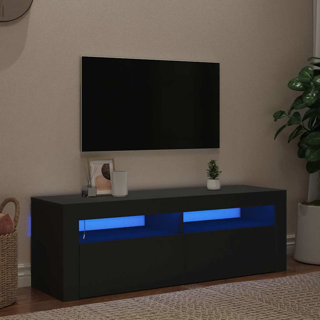 804311 vidaXL TV Cabinet with LED Lights Black 120x35x40 cm