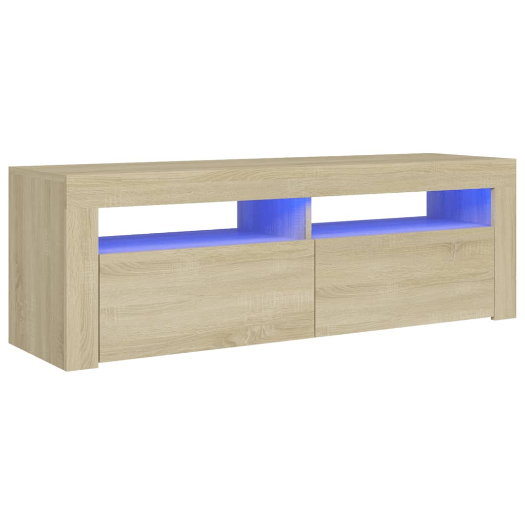 vidaXL TV Cabinet with LED Lights Sonoma Oak 120x35x40 cm