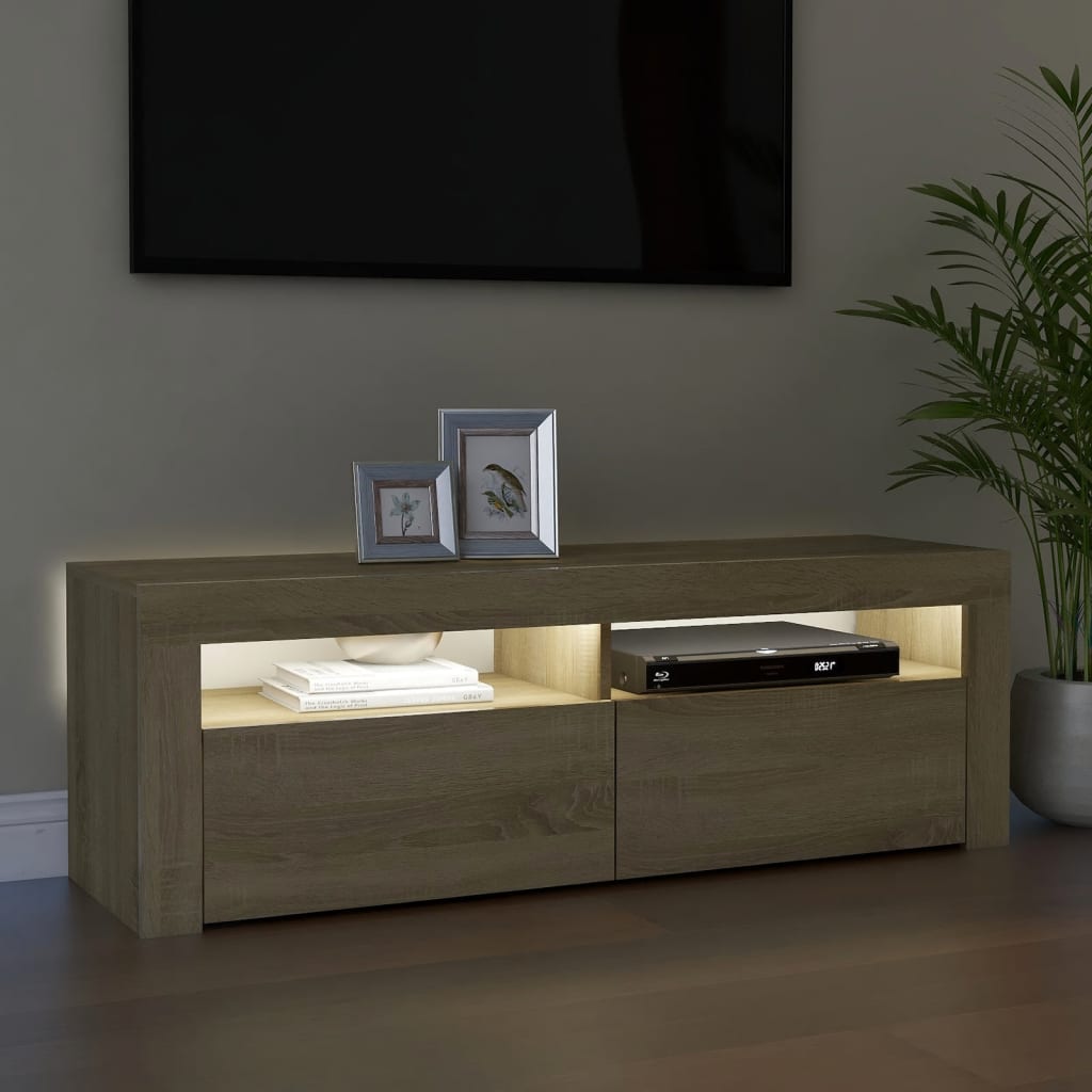 vidaXL TV Cabinet with LED Lights Sonoma Oak 120x35x40 cm