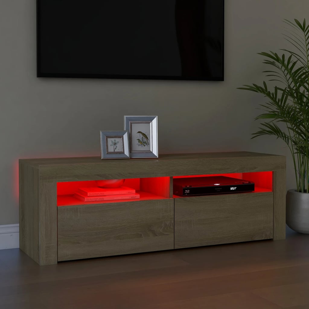 vidaXL TV Cabinet with LED Lights Sonoma Oak 120x35x40 cm