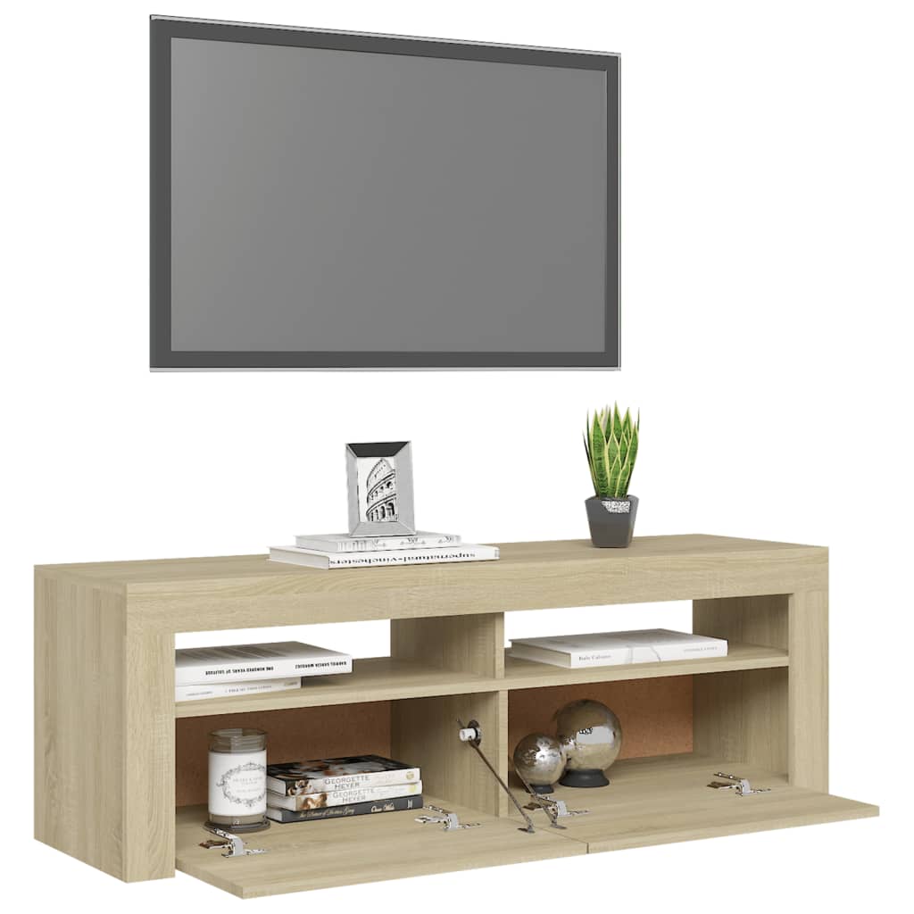 vidaXL TV Cabinet with LED Lights Sonoma Oak 120x35x40 cm