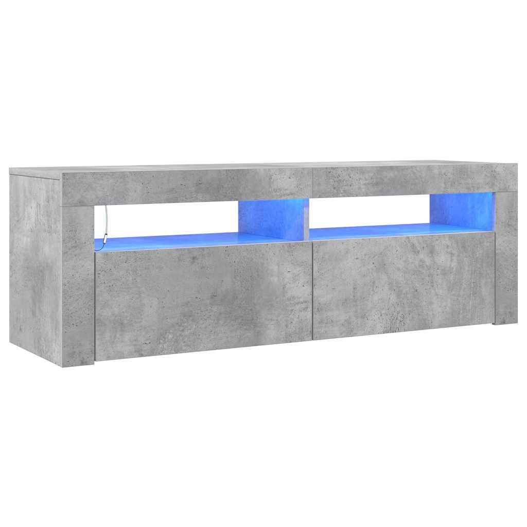 804314 vidaXL TV Cabinet with LED Lights Concrete Grey 120x35x40 cm