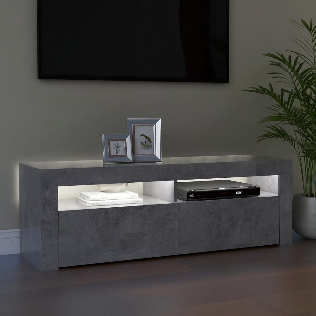 vidaXL TV Cabinet with LED Lights Concrete Grey 120x35x40 cm