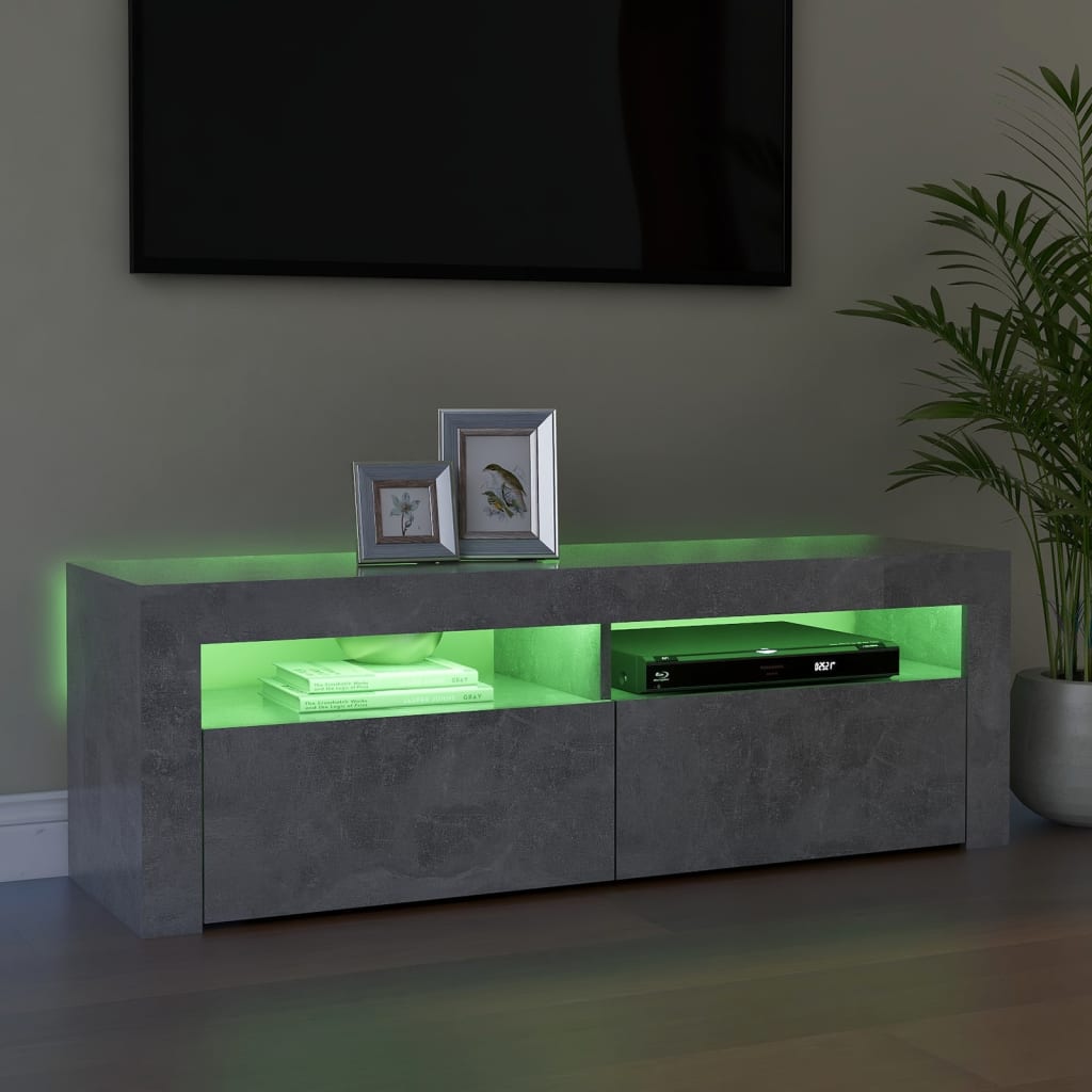 vidaXL TV Cabinet with LED Lights Concrete Grey 120x35x40 cm