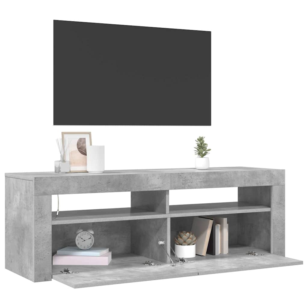 804314 vidaXL TV Cabinet with LED Lights Concrete Grey 120x35x40 cm