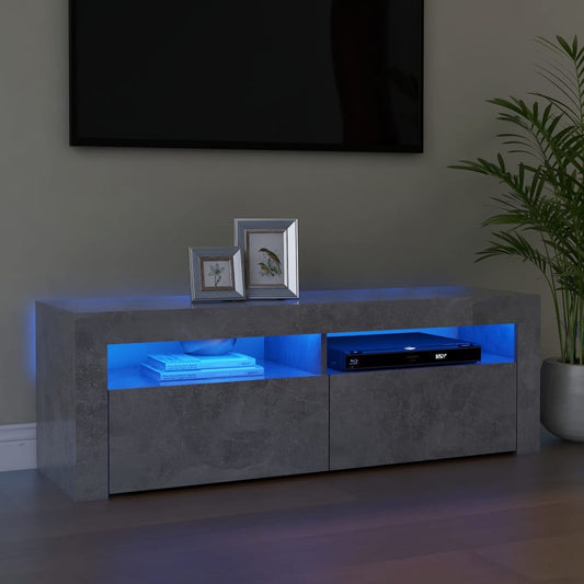 vidaXL TV Cabinet with LED Lights Concrete Grey 120x35x40 cm