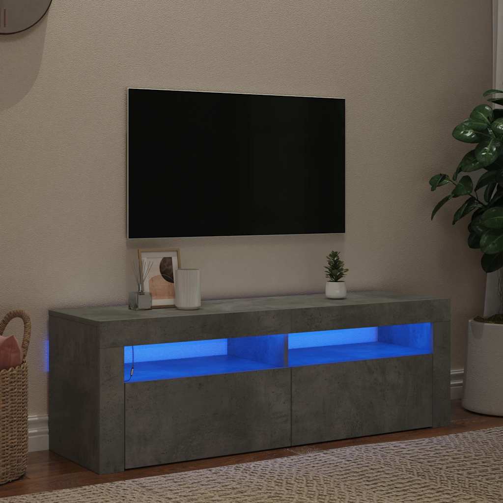 804314 vidaXL TV Cabinet with LED Lights Concrete Grey 120x35x40 cm